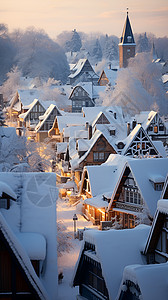 冬日童话村背景图片