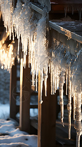 冰柱雪景背景图片