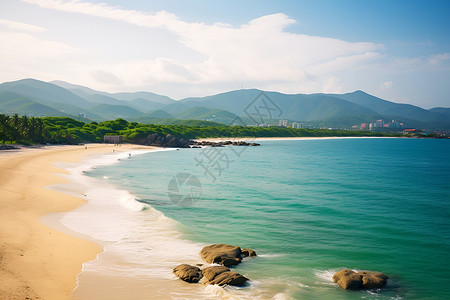 夏季度假海滩的美丽景观背景图片