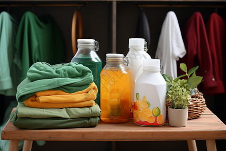 衣物护理整洁有序的清洁和洗漱用品背景