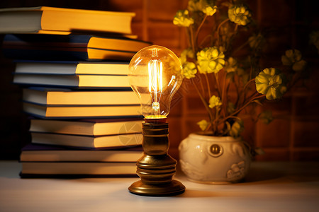 灯泡中的知识启灵的书房背景