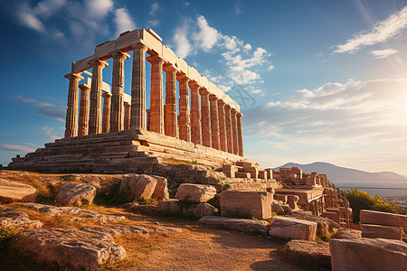 古希腊神庙历史遗迹高清图片