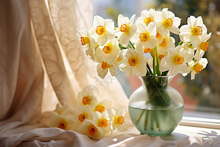 花瓶里面盛开的鲜花背景图片