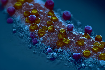 显微镜下研究的微生物背景图片