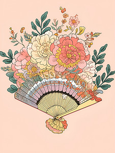 传统扇面的花纹背景图片