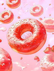 拜县草莓乐园甜甜圈的乐园插画