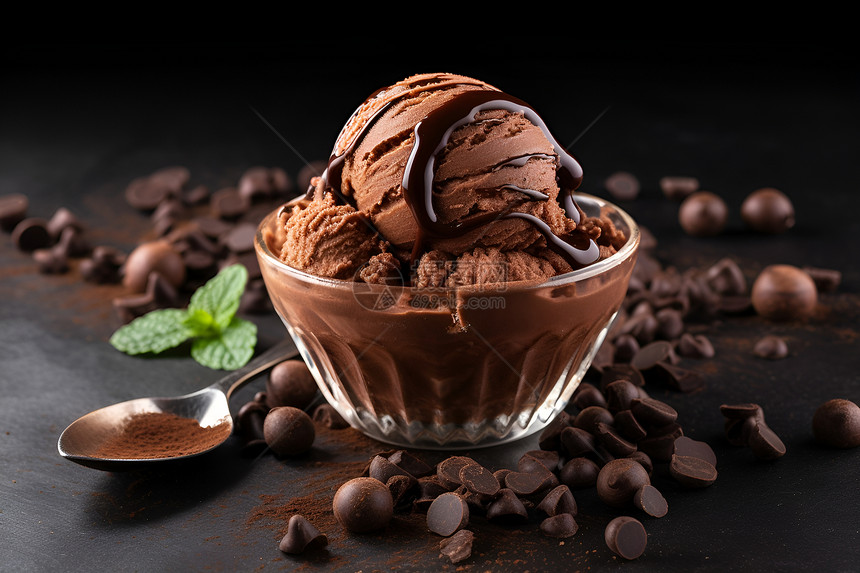 巧克力冰淇淋美食图片