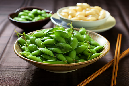 煮熟的毛豆背景图片