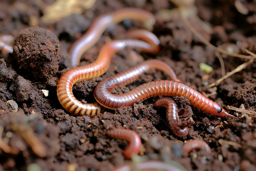 土壤中的蠕虫图片