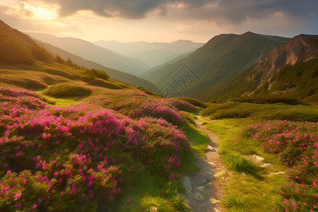 花海山涧背景图片