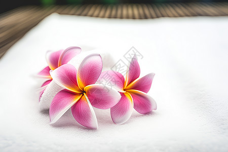 毛巾上的花朵背景图片