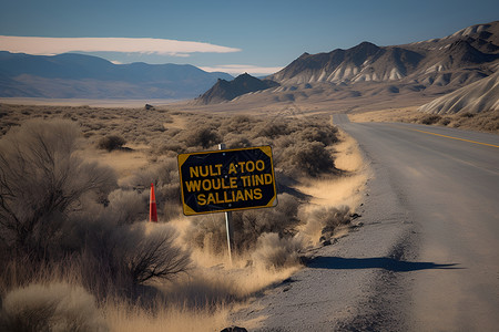 公路路标荒漠中的路标背景