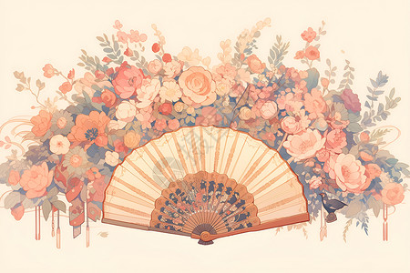 花团锦簇精美扇饰背景图片