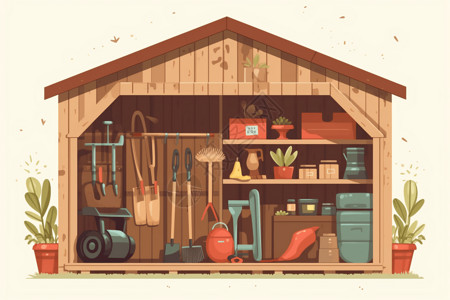插画的建筑木屋背景图片