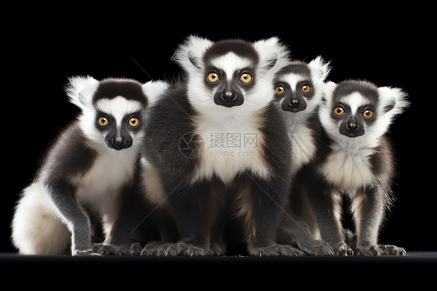 黑白狐猴家族图片