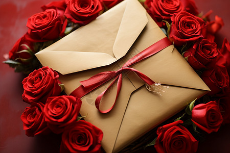 玫瑰围绕着礼物背景图片