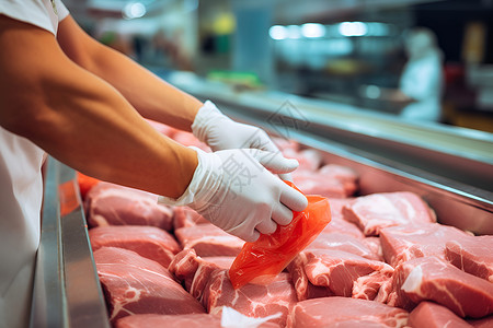 超市中的新鲜肉类背景图片