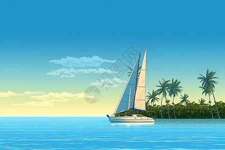 帆船穿越海洋背景图片