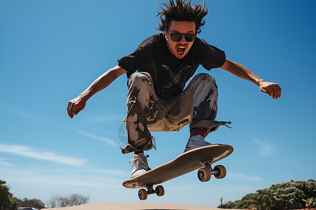 滑板青年青年滑板高跳背景