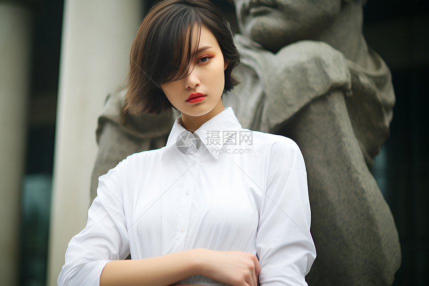 穿着白色服装的女人图片