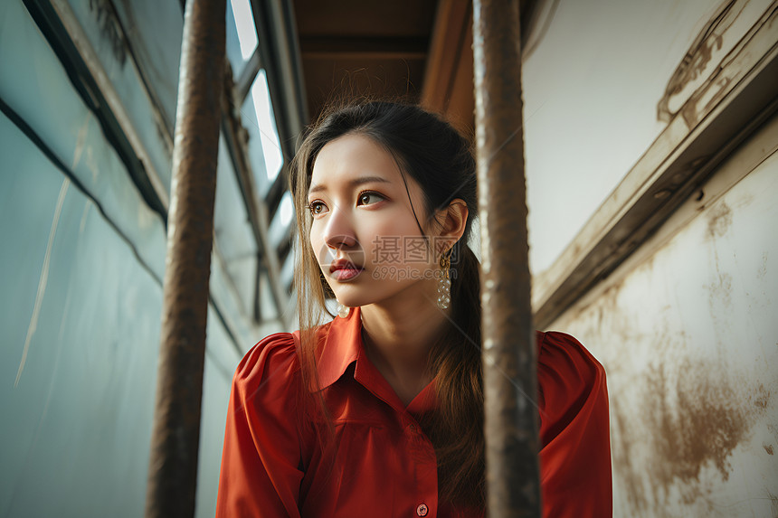 穿着红色服装的女人图片