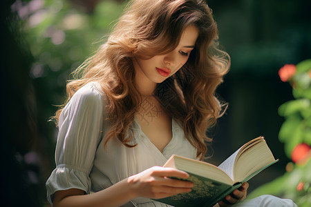 阅读书本的女子背景图片