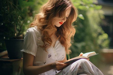 阅读书籍的女子背景图片