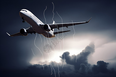 暴风雨的夜晚暴风雨天气下的飞机设计图片