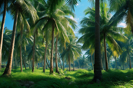 绿色的棕榈树背景图片
