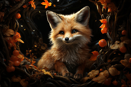 可爱的狐狸插图背景图片
