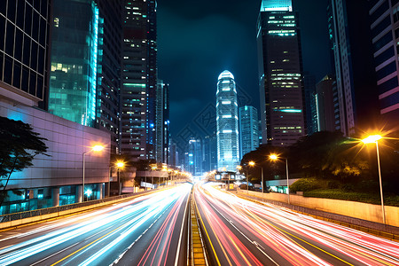 夜晚路灯夜幕下的都市设计图片