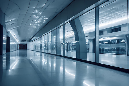 玻璃建筑中的长廊背景图片