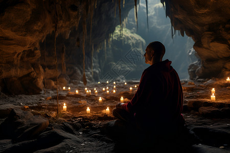 光线人坐在洞穴中的人背景