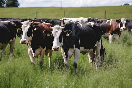 草地上的牛群背景图片