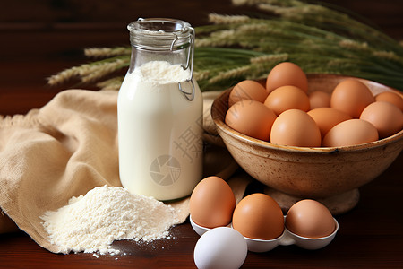 营养的牛奶和鸡蛋背景图片