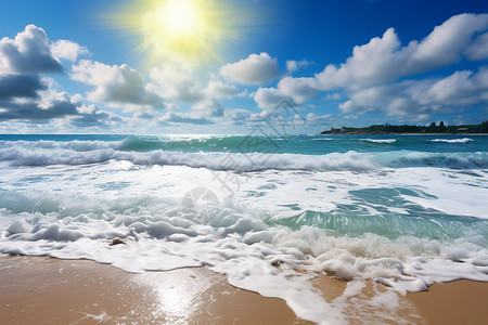 美丽的沙滩海浪背景图片