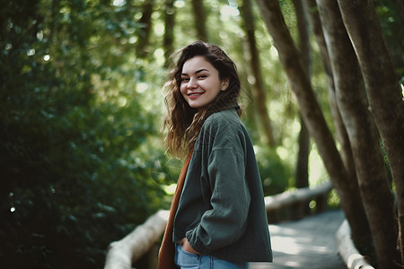 森林中的女子背景图片