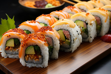 海鲜寿司美食盛宴背景