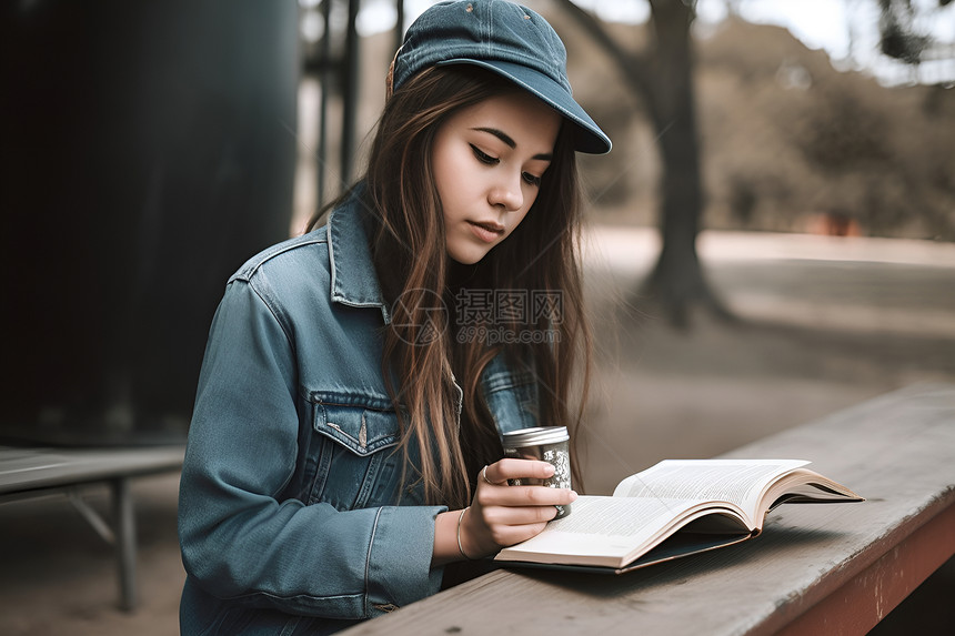 穿着牛仔夹克的女子图片