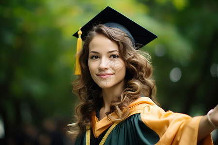 学士服下的女人背景图片