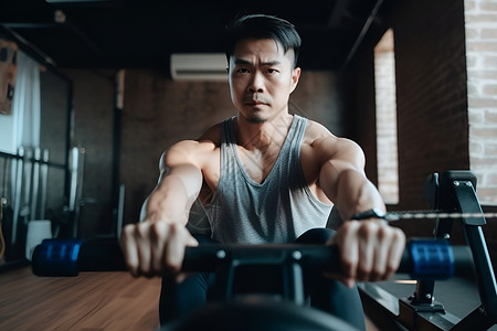 健身房里锻炼的男子背景图片