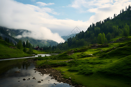 青山绿水的风景背景图片