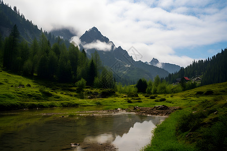 山川如画的美景背景图片