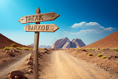 沙漠中的路标背景图片