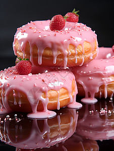 三个粉色甜甜圈背景图片