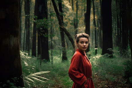 森林里的女子背景图片