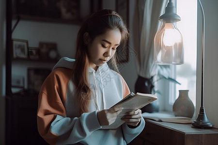 正在读书的女人背景