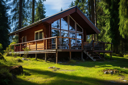 小屋建筑森林中的小木屋背景