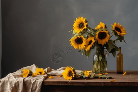 桌上的向日葵背景图片