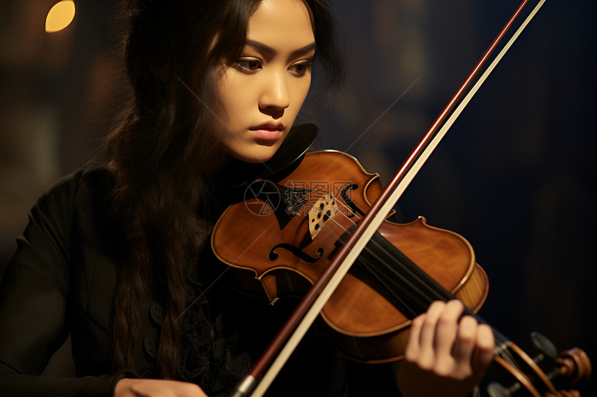 女子弹奏小提琴图片